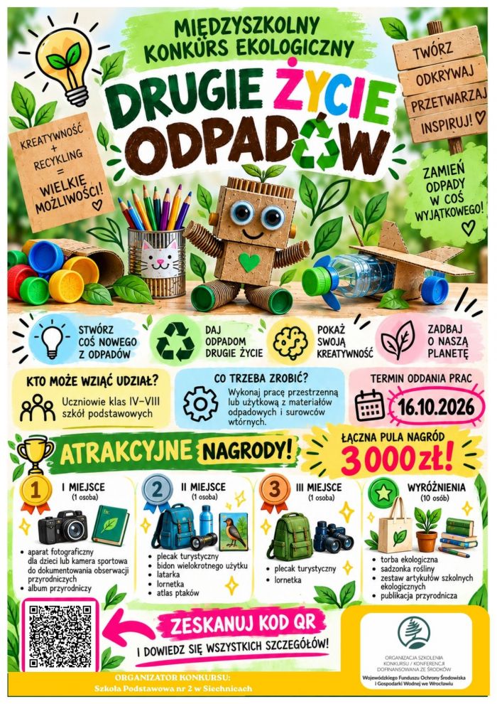 KONKURS EKOLOGICZNY „DRUGIE ŻYCIE ODPADÓW” - ogłoszenie